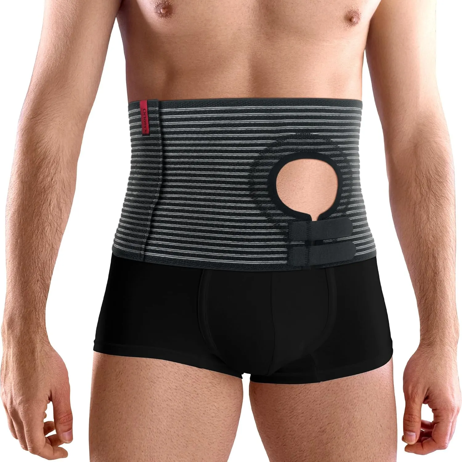 ORTONYX Abdominal Ostomy Belt for Women and Men, Post-Operative Care After Colostomy ileostomy Surgery, Adjastable Stoma Bag Hole/Black S-M
