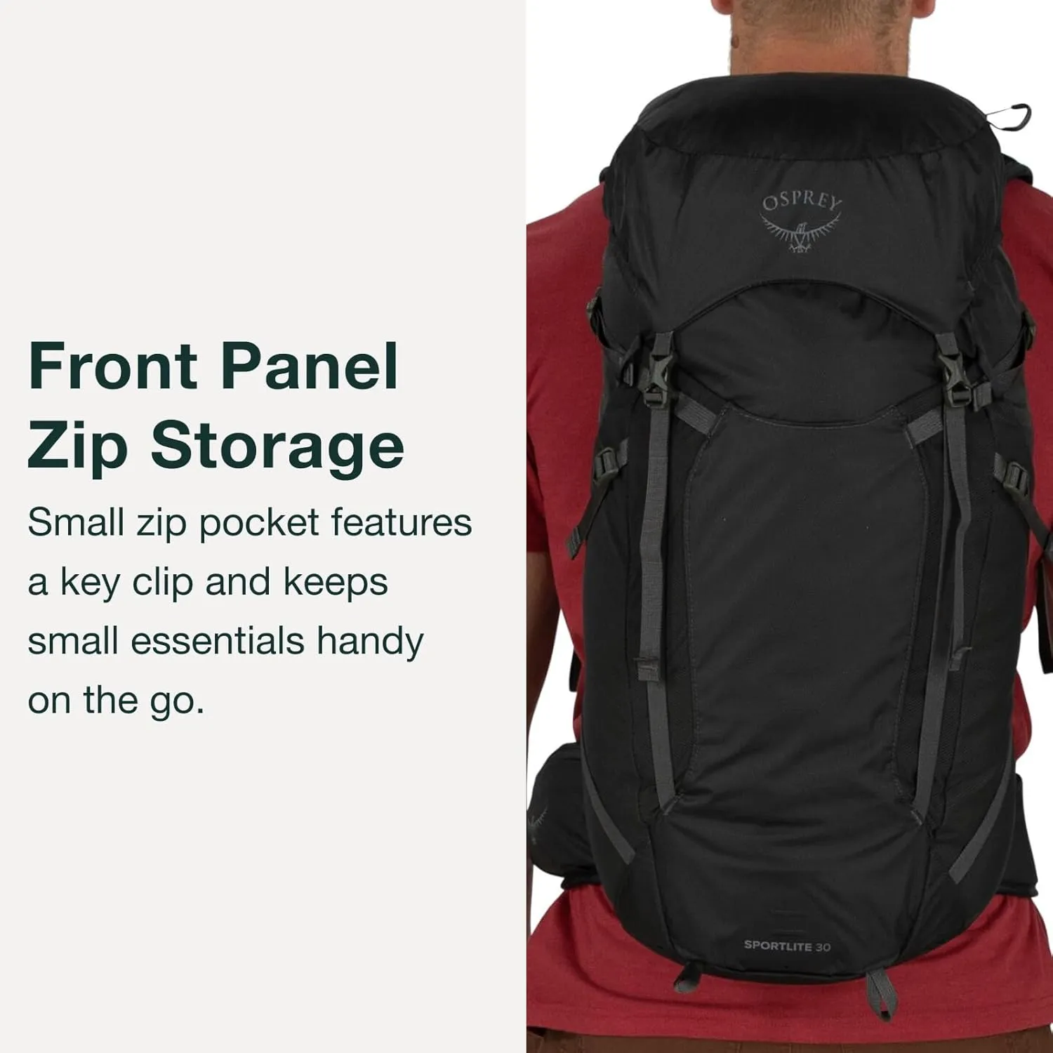 Osprey Sportlite 30L Unisex Hiking Backpack, Dark Charcoal Grey, M/L