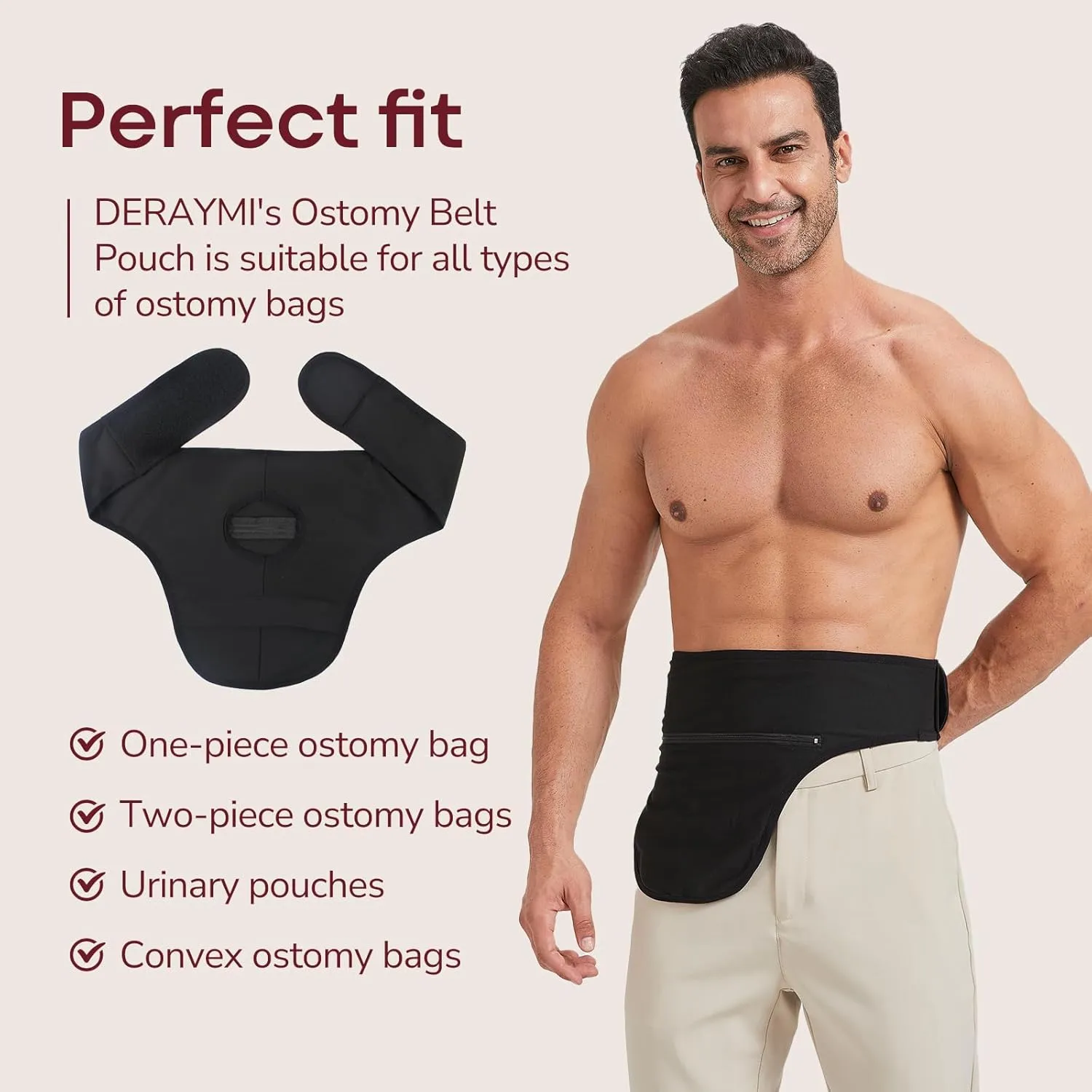 Ostomy Belts for Men Women, Ostomy Bag Cover for Keeping Ostomy Bag in Place, Stealth Colostomy Support Belt Ostomy Wrap for Swimming Outdoor Activities (L)