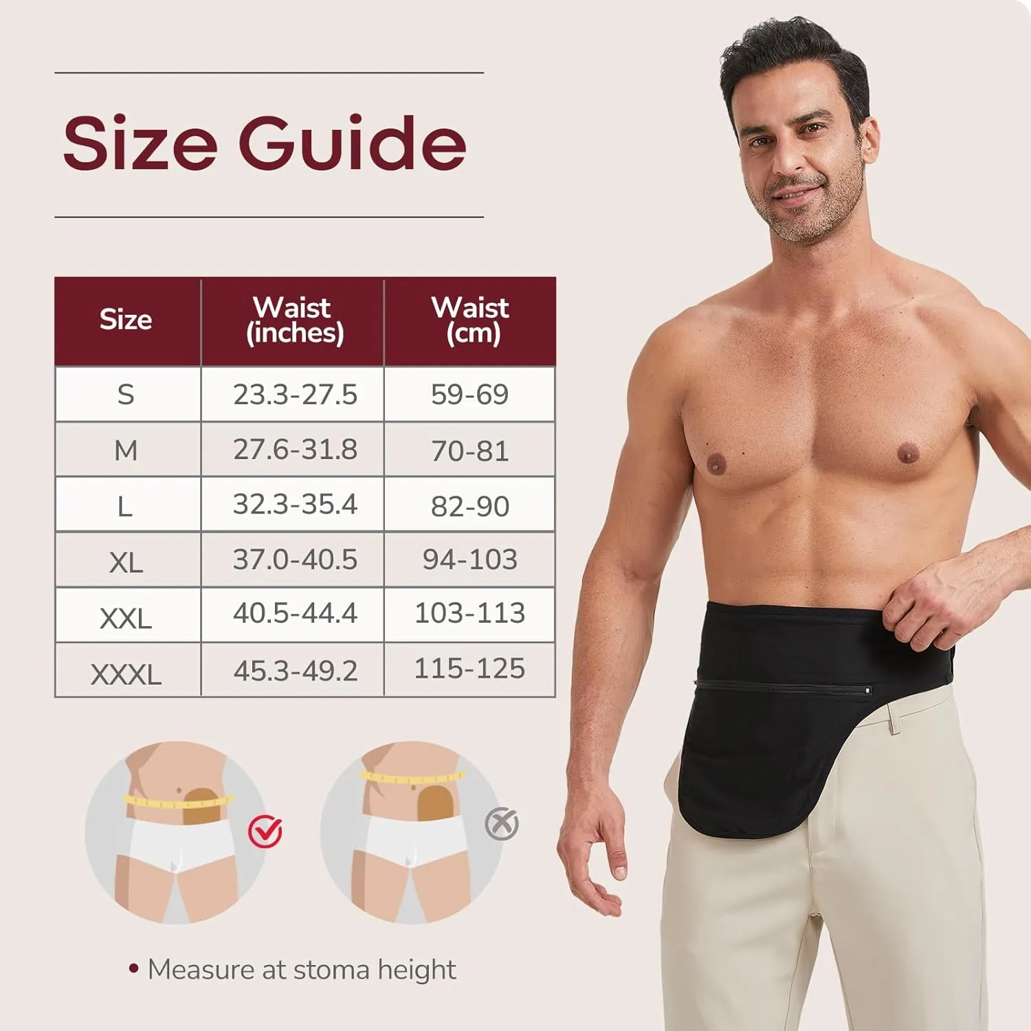 Ostomy Belts for Men Women, Ostomy Bag Cover for Keeping Ostomy Bag in Place, Stealth Colostomy Support Belt Ostomy Wrap for Swimming Outdoor Activities (L)