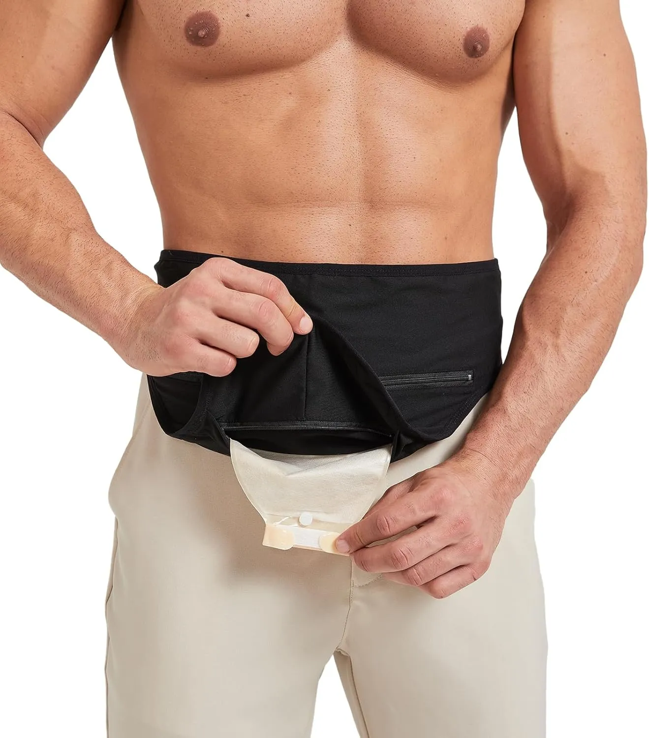 Ostomy Belts for Men Women, Ostomy Bag Cover for Keeping Ostomy Bag in Place, Stealth Colostomy Support Belt Ostomy Wrap for Swimming Outdoor Activities (L)