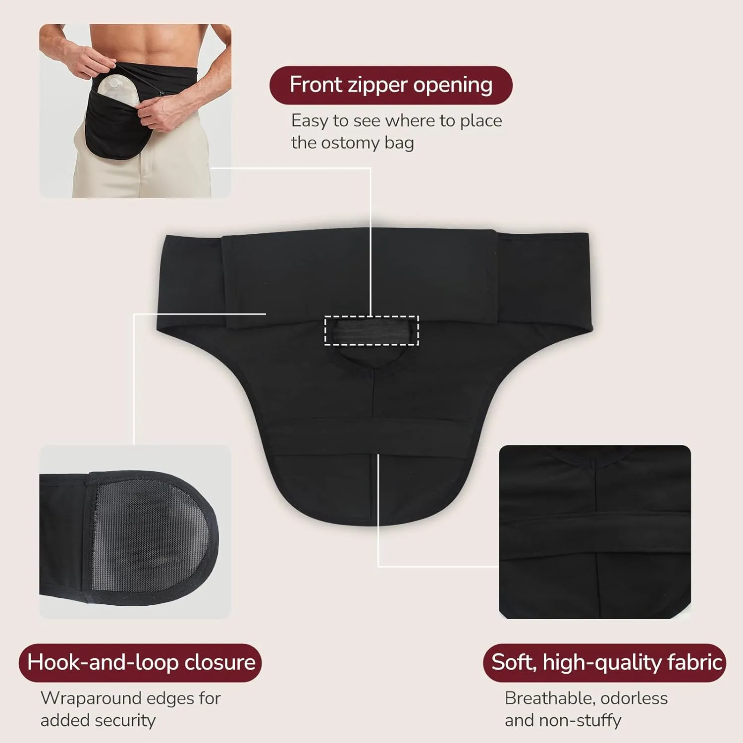 Ostomy Belts for Men Women, Ostomy Bag Cover for Keeping Ostomy Bag in Place, Stealth Colostomy Support Belt Ostomy Wrap for Swimming Outdoor Activities (L)