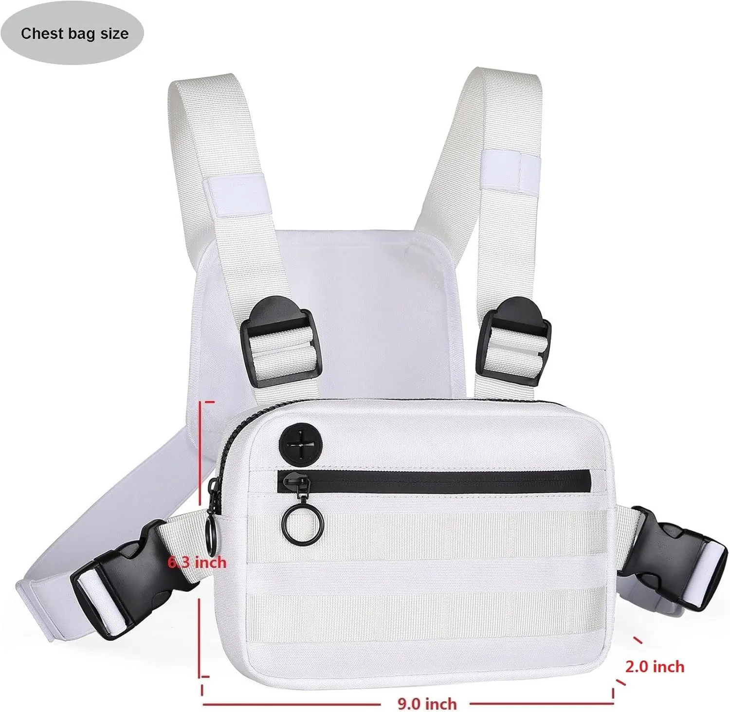Outdoor Sports Chest Bag, Lightweight EDC Chest Bag For Men & Women, Running Vest Chest Pack With Phone Holder For Workouts, Cycling & Hiking (White)
