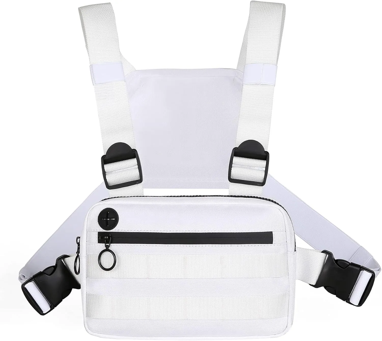 Outdoor Sports Chest Bag, Lightweight EDC Chest Bag For Men & Women, Running Vest Chest Pack With Phone Holder For Workouts, Cycling & Hiking (White)