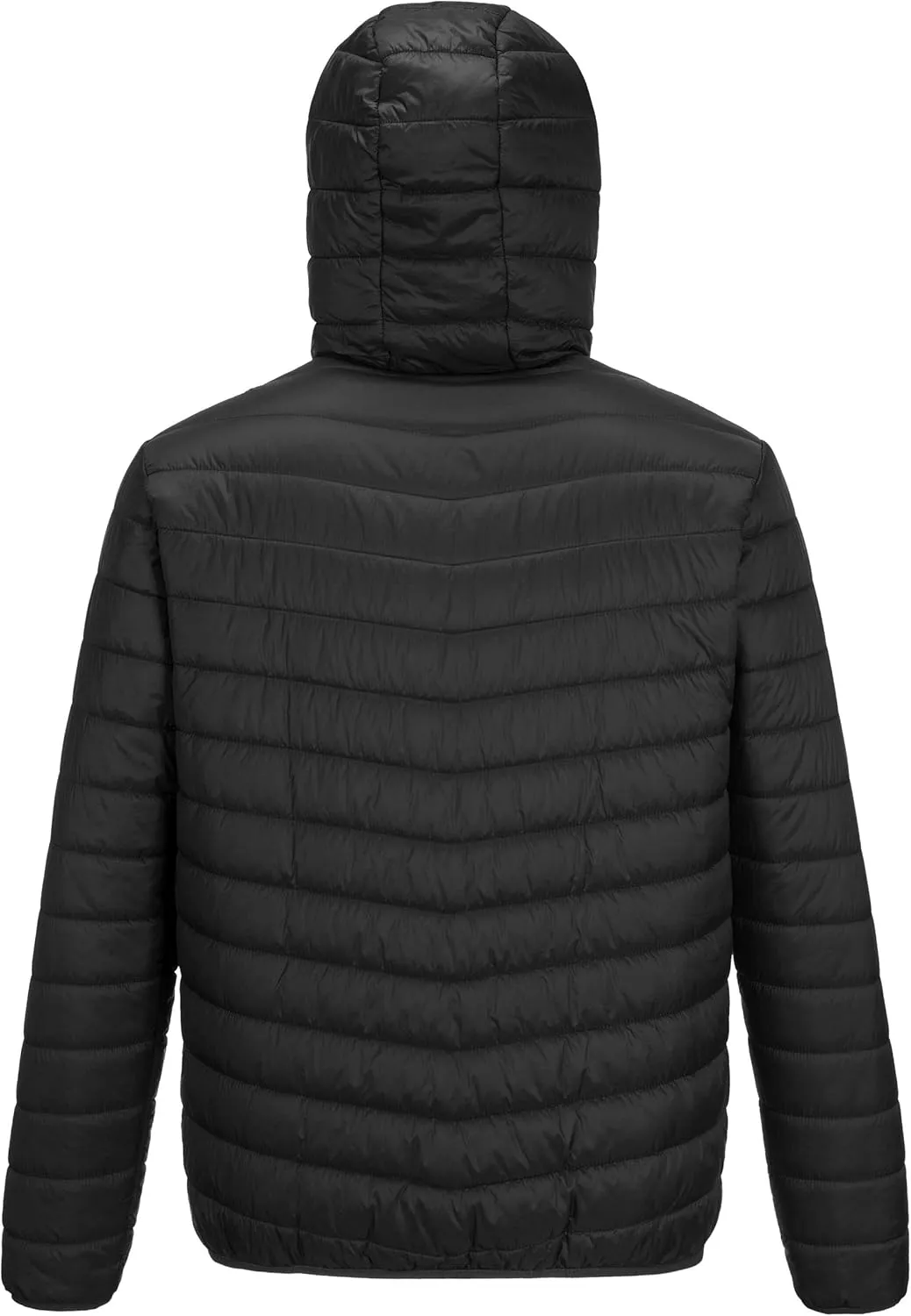 Outdoor Ventures Men's Lightweight Packable Hooded Puffer Jacket Insulated Winter Coat for Snow Ski Traveling
