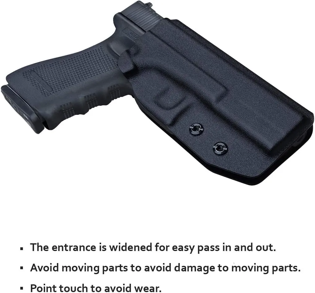 OWB Kydex Holster Fit: Glock 17 19 19x 44 45 26 (Gen 1-5) / Glock 22 23 25 27 31 32 33 30s (Gen 3-4) - Outside Waistband Carry 1.5-2 Inch Belt Clip - Adj. Width Height Retention Cant, Entrance Widened