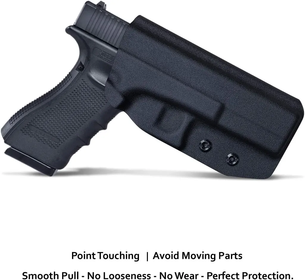 OWB Kydex Holster Fit: Glock 17 19 19x 44 45 26 (Gen 1-5) / Glock 22 23 25 27 31 32 33 30s (Gen 3-4) - Outside Waistband Carry 1.5-2 Inch Belt Clip - Adj. Width Height Retention Cant, Entrance Widened