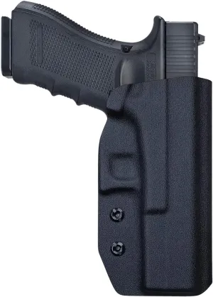 OWB Kydex Holster Fit: Glock 17 19 19x 44 45 26 (Gen 1-5) / Glock 22 23 25 27 31 32 33 30s (Gen 3-4) - Outside Waistband Carry 1.5-2 Inch Belt Clip - Adj. Width Height Retention Cant, Entrance Widened