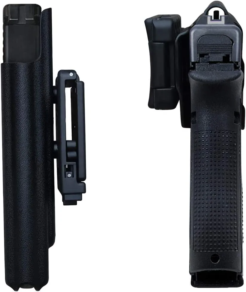 OWB Kydex Holster Fit: Glock 17 19 19x 44 45 26 (Gen 1-5) / Glock 22 23 25 27 31 32 33 30s (Gen 3-4) - Outside Waistband Carry 1.5-2 Inch Belt Clip - Adj. Width Height Retention Cant, Entrance Widened