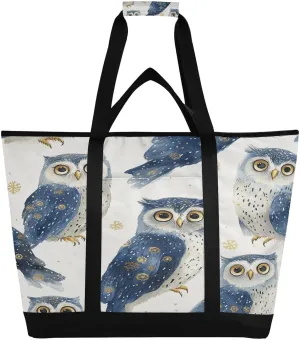Owls Reusable Insulated Lunchbox Cooler Bag, Leakproof Kitchen Grocery Bag Collapsible Portable Cooler Tote Bag for Picnic, Camping, Office, Travel
