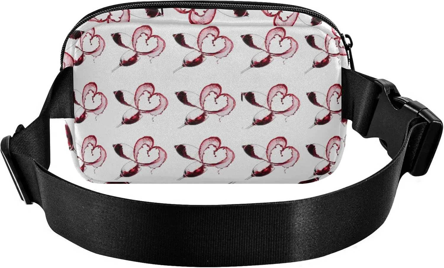 Oyihfvs Two Red Wine Glasses with Heart Over White Background Adjustable Fanny Waist Pack Pouch, Waterproof Runners Sports Waist Pack Wallet for Sports Hiking Fitness Cycling Gym Women Men