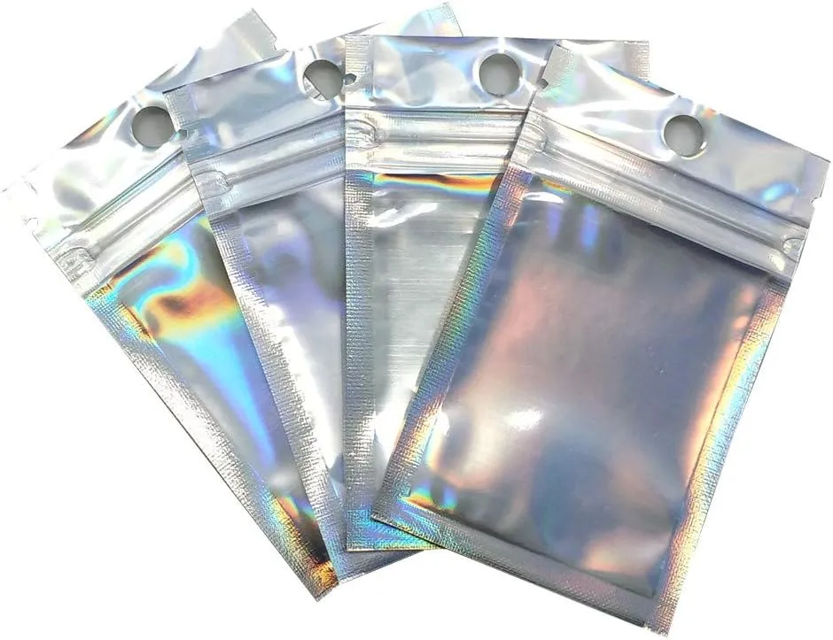 PABCK 200 Pack 3.5x4.7 inch (Inside Size 3.14x3.5 inch) Resealable Foil Pouch Clear Front Heat Seal Bags with Hang Hole for Zip Food Storage Lock Bag Reclosable Airtight Zipper Lock Packaging