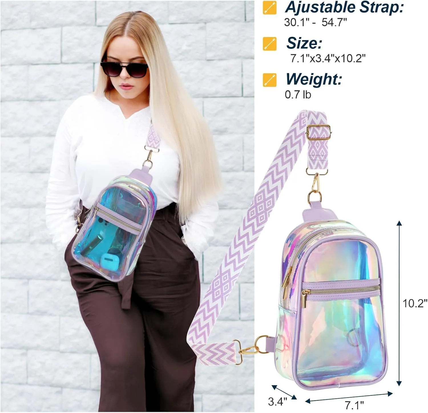 PACKISM Clear Bag for Stadium Events - Clear Sling Bag for Sport Concert, Clear Crossbody Bags for Women with Comfortable Strap