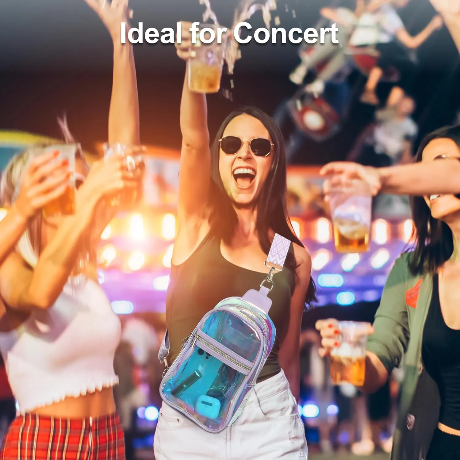 PACKISM Clear Bag for Stadium Events - Clear Sling Bag for Sport Concert, Clear Crossbody Bags for Women with Comfortable Strap