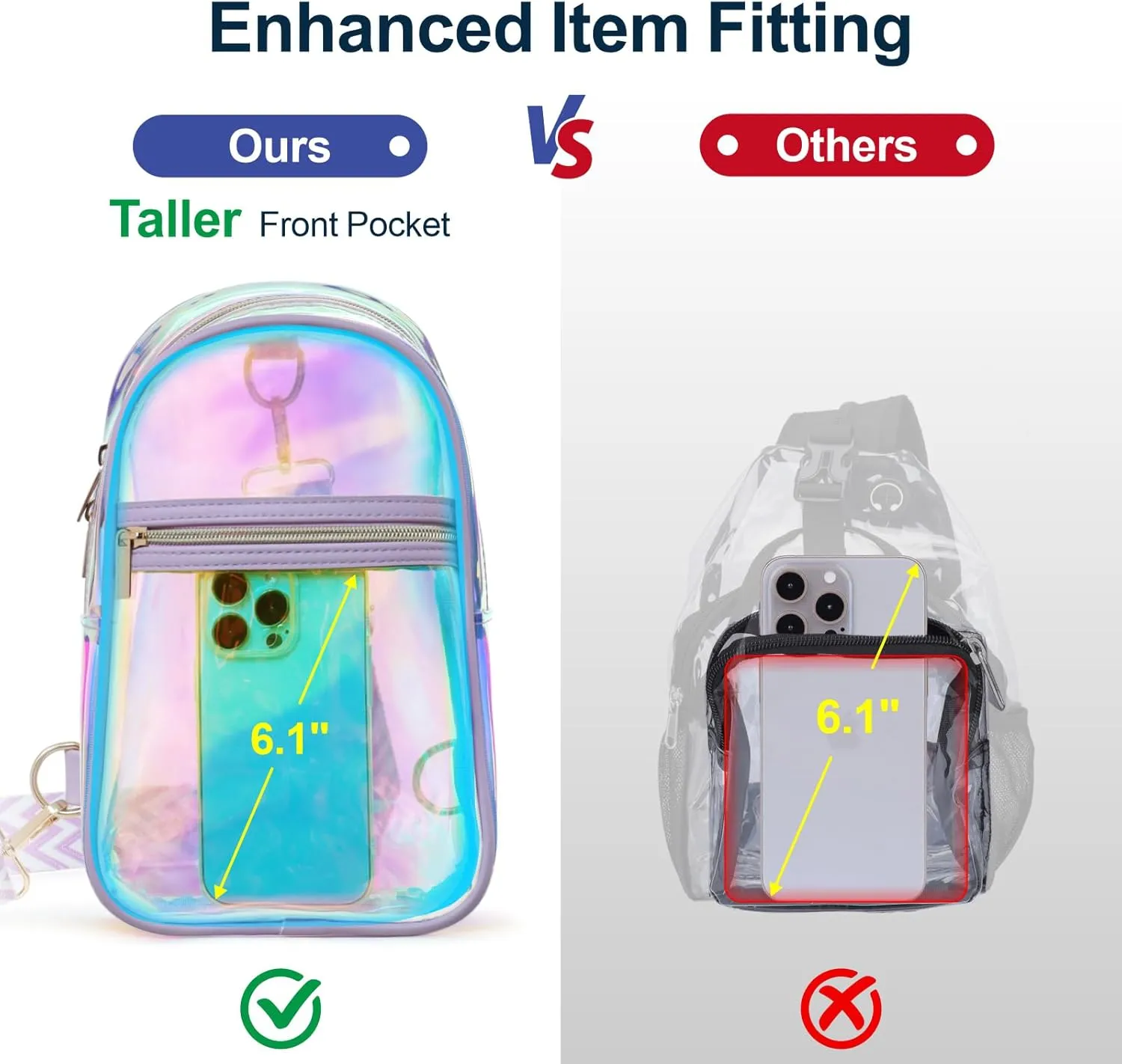 PACKISM Clear Bag for Stadium Events - Clear Sling Bag for Sport Concert, Clear Crossbody Bags for Women with Comfortable Strap