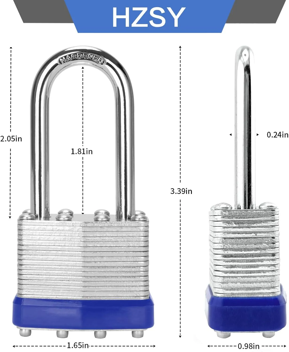 Padlocks Keyed Alike, Pack of 6, Laminated Steel Keyed Lock (1-9/16", 40mm), Padlocks with Same Key, Long Shackle, for Toolbox, Locker & StorageUnit or More