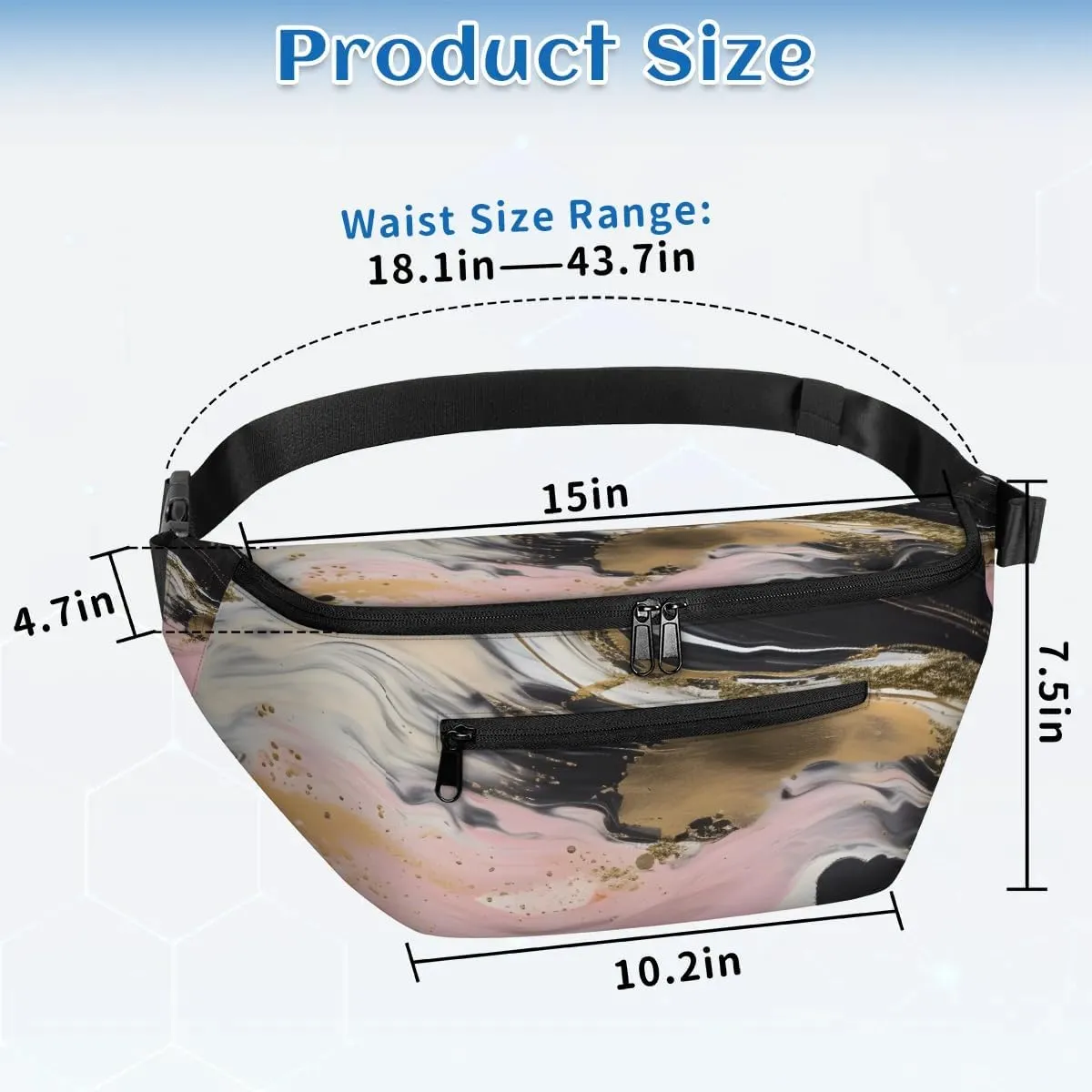 Palette Marble Sling Bag Crossbody Backpack Chest Daypack for Women Sport Travel Hiking Casual Bag Multipurpose Waist Pack With Zipper Closure Adjustable Strap Shoulder Bag