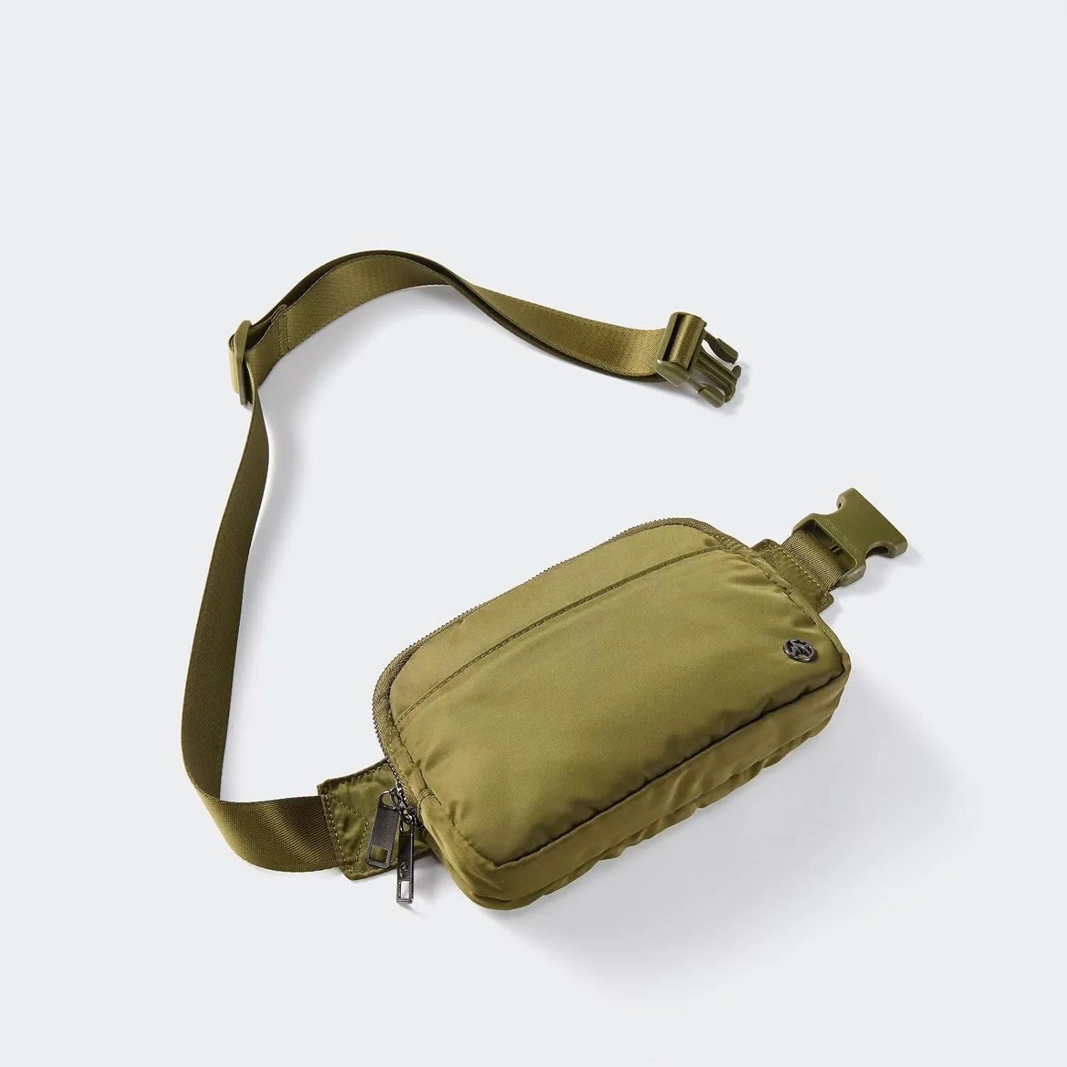 Pander Everywhere Belt Bag for Women, 5 Zipper Pockets Nylon Crossbody Fanny Pack Purse (Dark Moss)