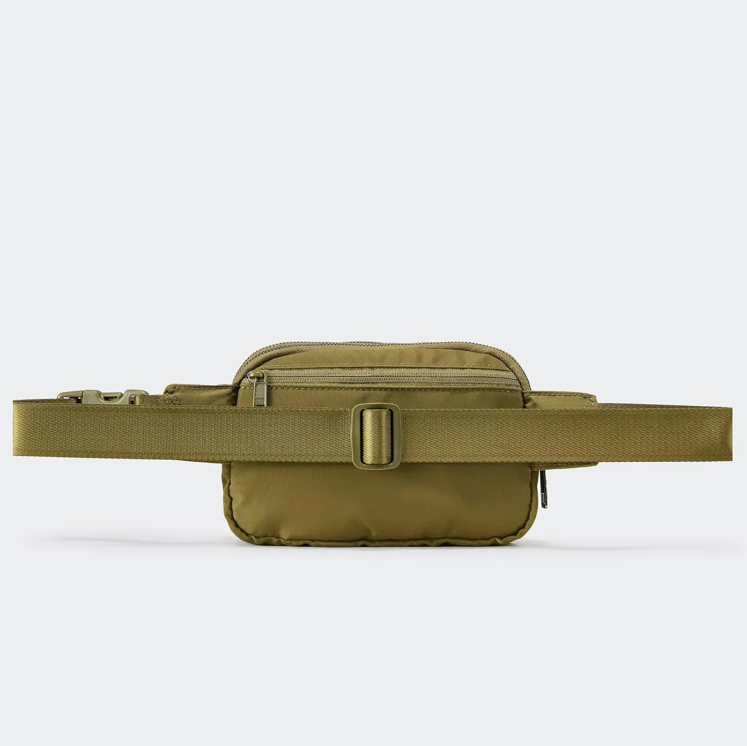 Pander Everywhere Belt Bag for Women, 5 Zipper Pockets Nylon Crossbody Fanny Pack Purse (Dark Moss)