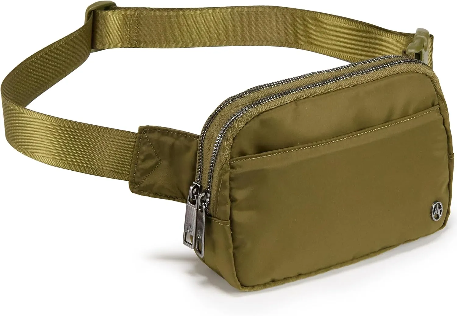 Pander Everywhere Belt Bag for Women, 5 Zipper Pockets Nylon Crossbody Fanny Pack Purse (Dark Moss)