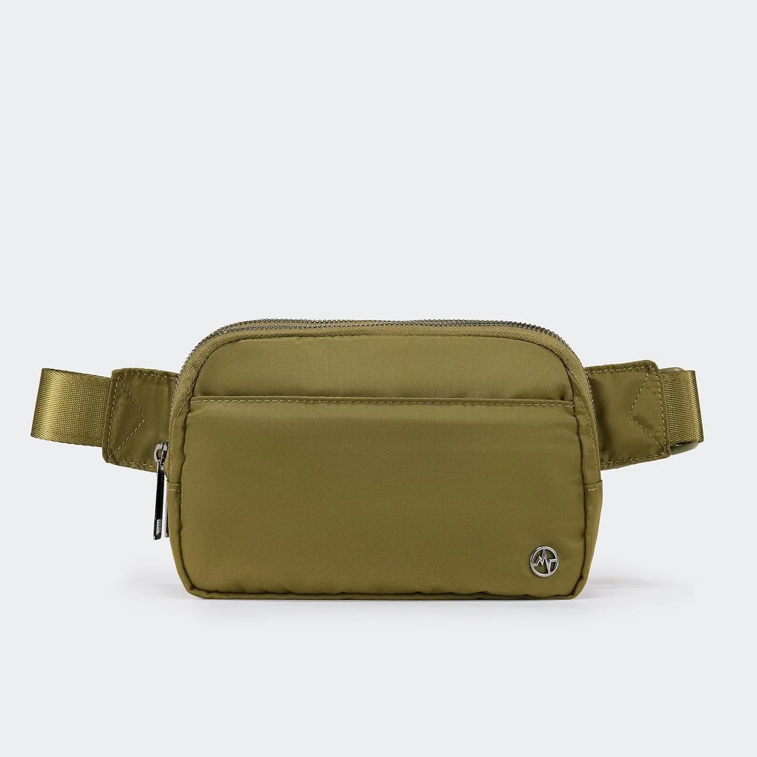 Pander Everywhere Belt Bag for Women, 5 Zipper Pockets Nylon Crossbody Fanny Pack Purse (Dark Moss)