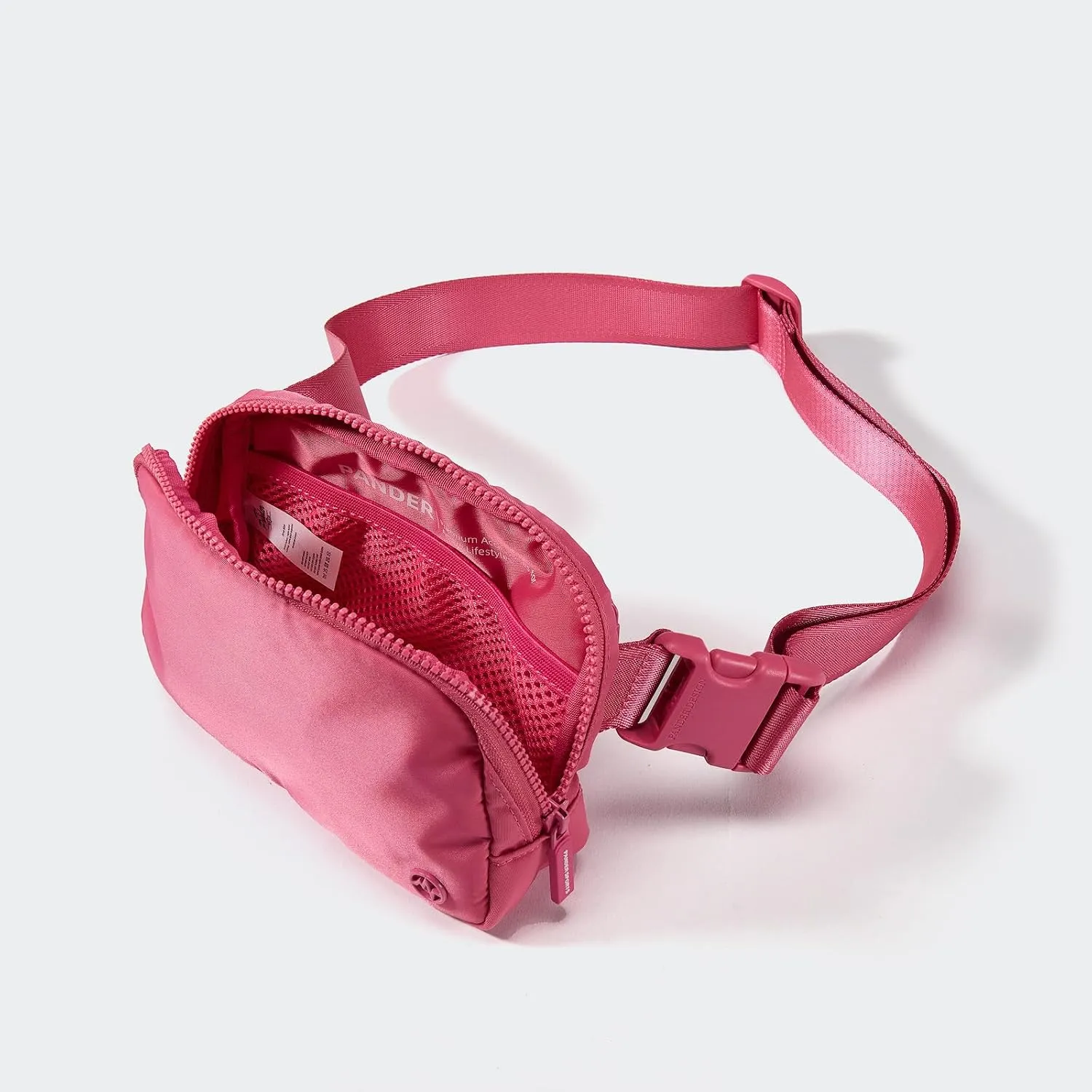 Pander Two Way Zipper Fanny Pack Nylon Everywhere Belt Bag for Women, Water Repellent Waist Packs, Crossbody Bags with Adjustable Strap (Hot Pink).