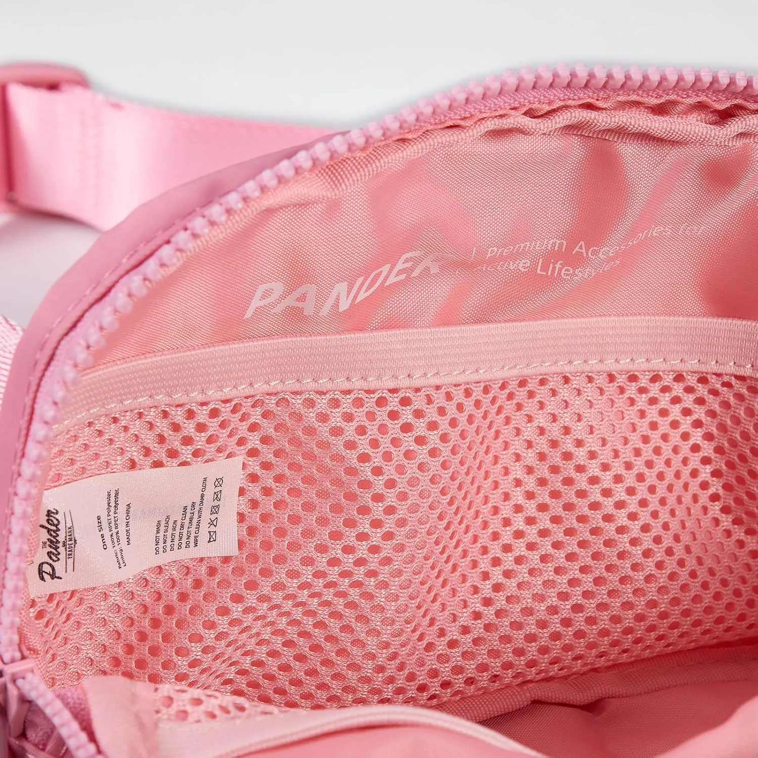 Pander Two Way Zipper Fanny Pack Nylon Everywhere Belt Bag for Women, Water Repellent Waist Packs, Crossbody Bags with Adjustable Strap (Light Pink).