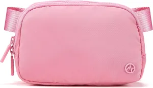 Pander Two Way Zipper Fanny Pack Nylon Everywhere Belt Bag for Women, Water Repellent Waist Packs, Crossbody Bags with Adjustable Strap (Light Pink).