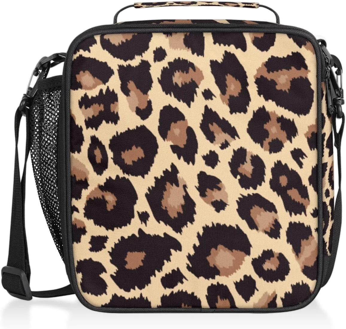 Pardick Leopard Lunch Box for Kids,Students Leopard Animal Skin Print Lunch Bag Tote with Adjustable Shoulder Strap,Insulated Thermal Girls Boys Lunchbox Cooler Bag for School Picnic Travel Outdoor