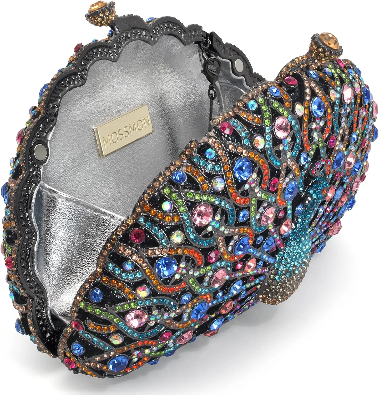 Peacock Luxury Rhinestone Crystal Evening Clutch Bag Sparkly Bride Wedding Party Purses for Women