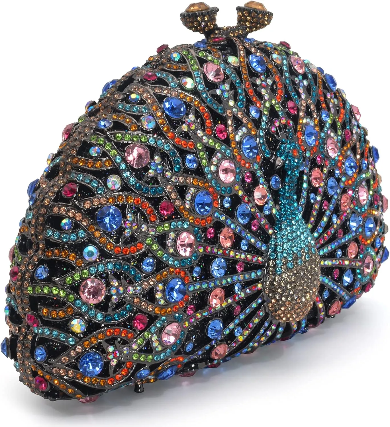 Peacock Luxury Rhinestone Crystal Evening Clutch Bag Sparkly Bride Wedding Party Purses for Women