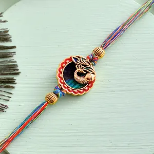 Peacock Motif Embellished Thread Rakhi For Brother | Voylla Rakhi
