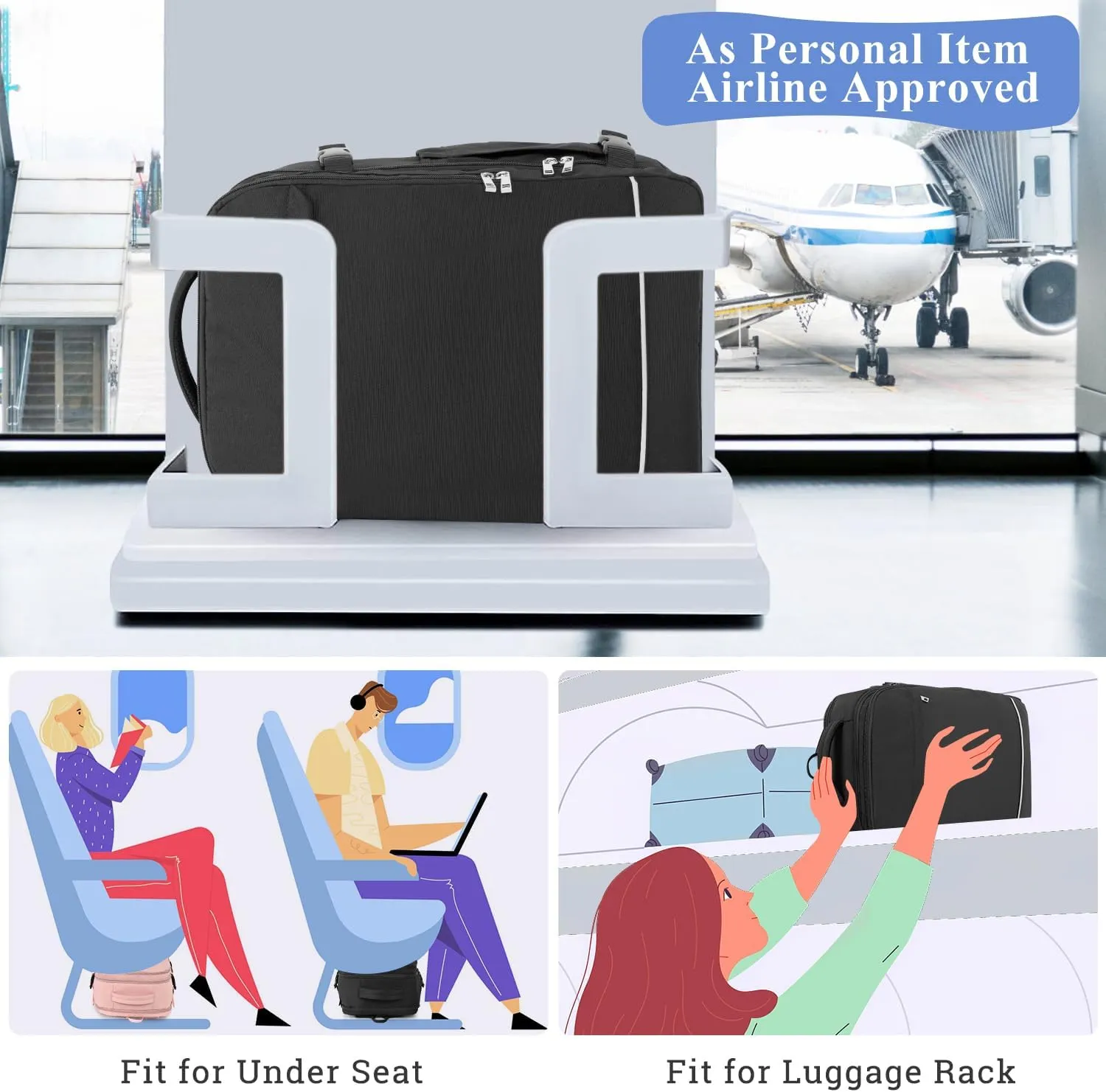 Personal Item Backpack, 40L Large Travel Backpack for Women Men, Waterproof Carry on Backpack for College, Business, Work
