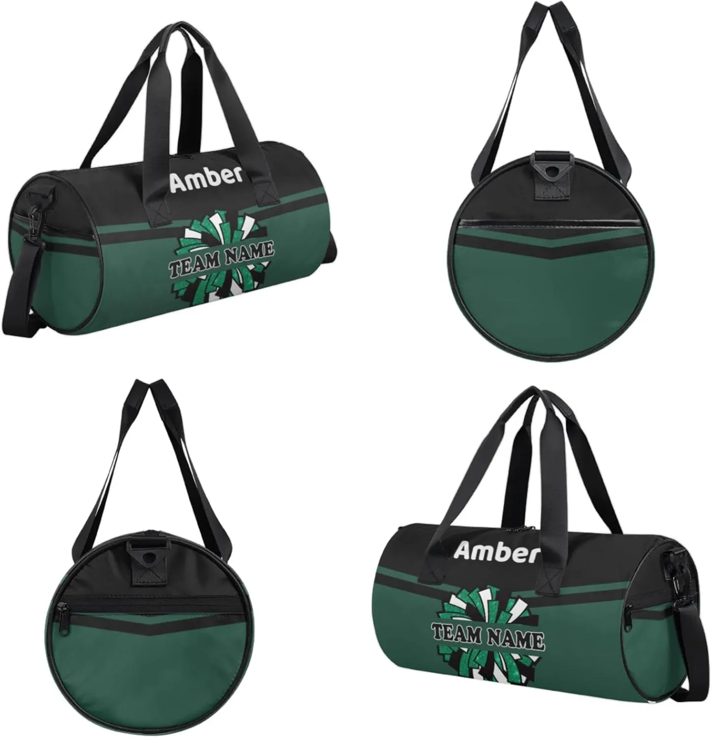Personalized Cheer Bag for Women, Custom Name Overnight Duffel Bags Sport Gym Bag Travel Weekender Bag for Cheerleader Team Gifts, Dark Green
