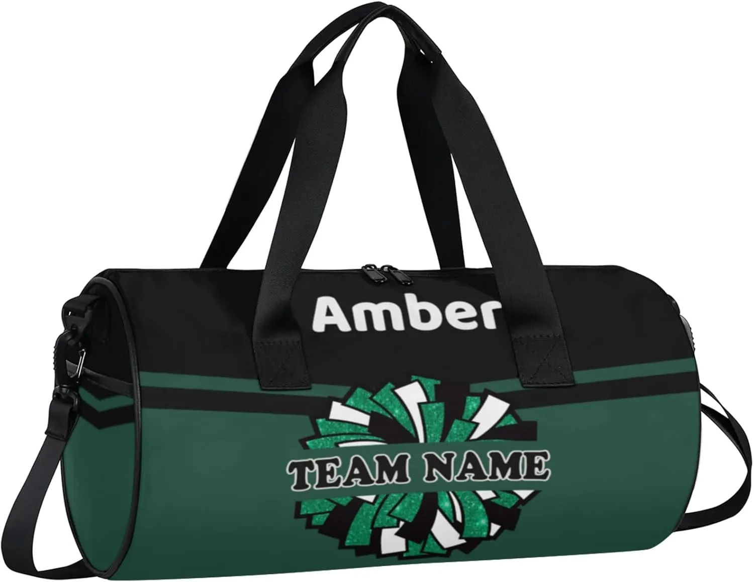 Personalized Cheer Bag for Women, Custom Name Overnight Duffel Bags Sport Gym Bag Travel Weekender Bag for Cheerleader Team Gifts, Dark Green