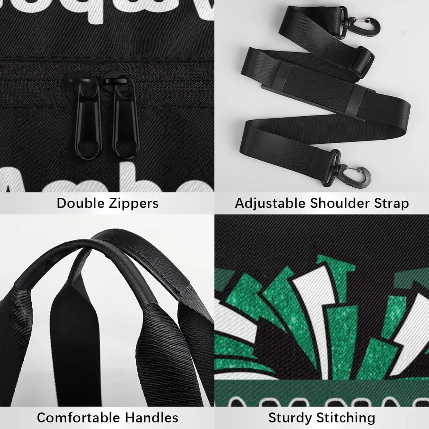 Personalized Cheer Bag for Women, Custom Name Overnight Duffel Bags Sport Gym Bag Travel Weekender Bag for Cheerleader Team Gifts, Dark Green