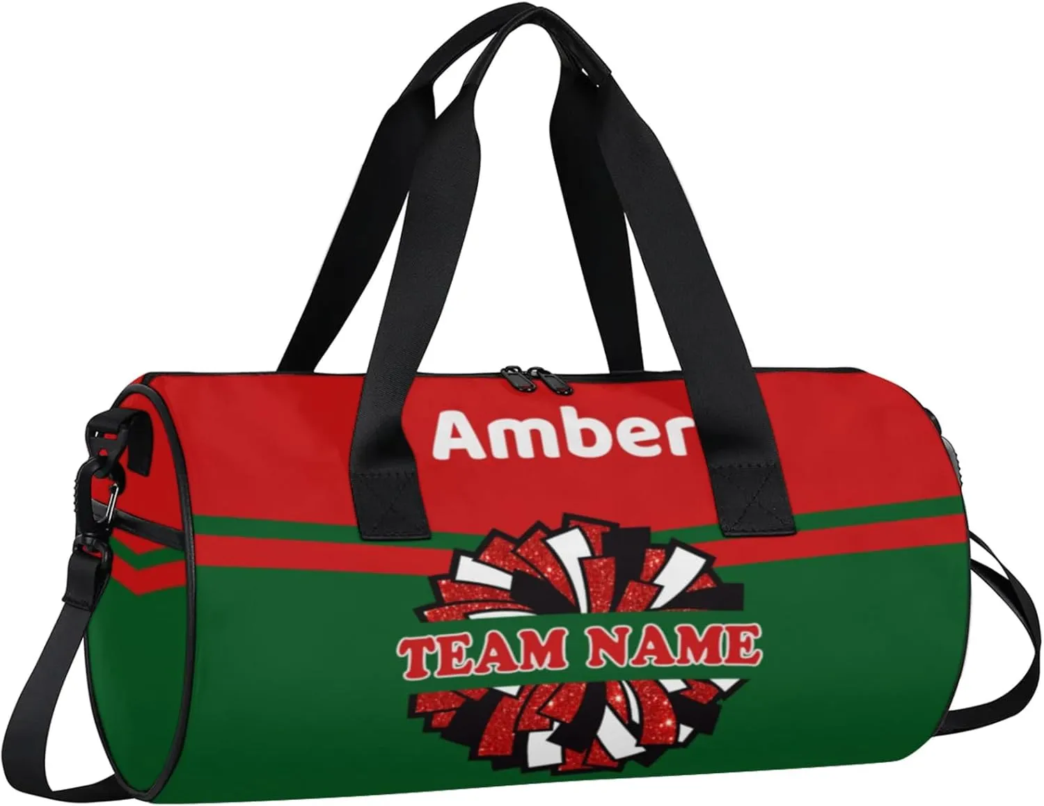 Personalized Cheer Bag for Women, Custom Name Overnight Duffel Bags Sport Gym Bag Travel Weekender Bag for Cheerleader Team Gifts, Red Green