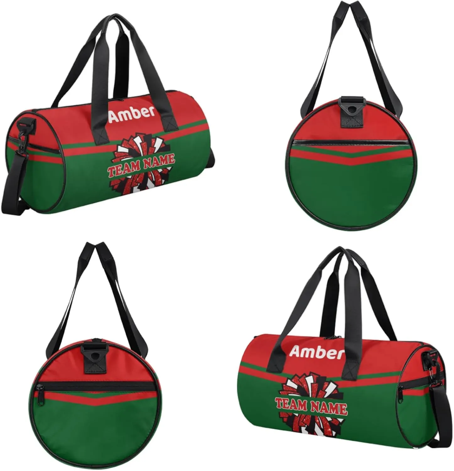 Personalized Cheer Bag for Women, Custom Name Overnight Duffel Bags Sport Gym Bag Travel Weekender Bag for Cheerleader Team Gifts, Red Green