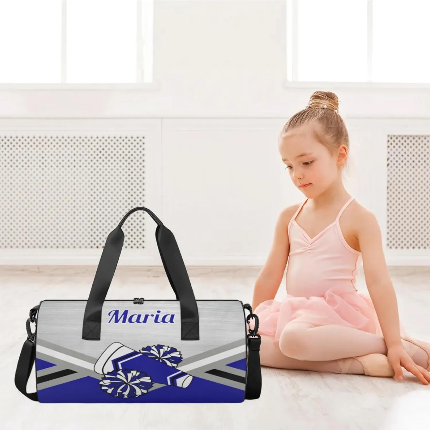 Personalized Cheer Bag for Women, Custom Overnight Duffel Bags Sport Gym Bag Travel Weekender Bag for Cheerleader Team Gifts, Dark Blue