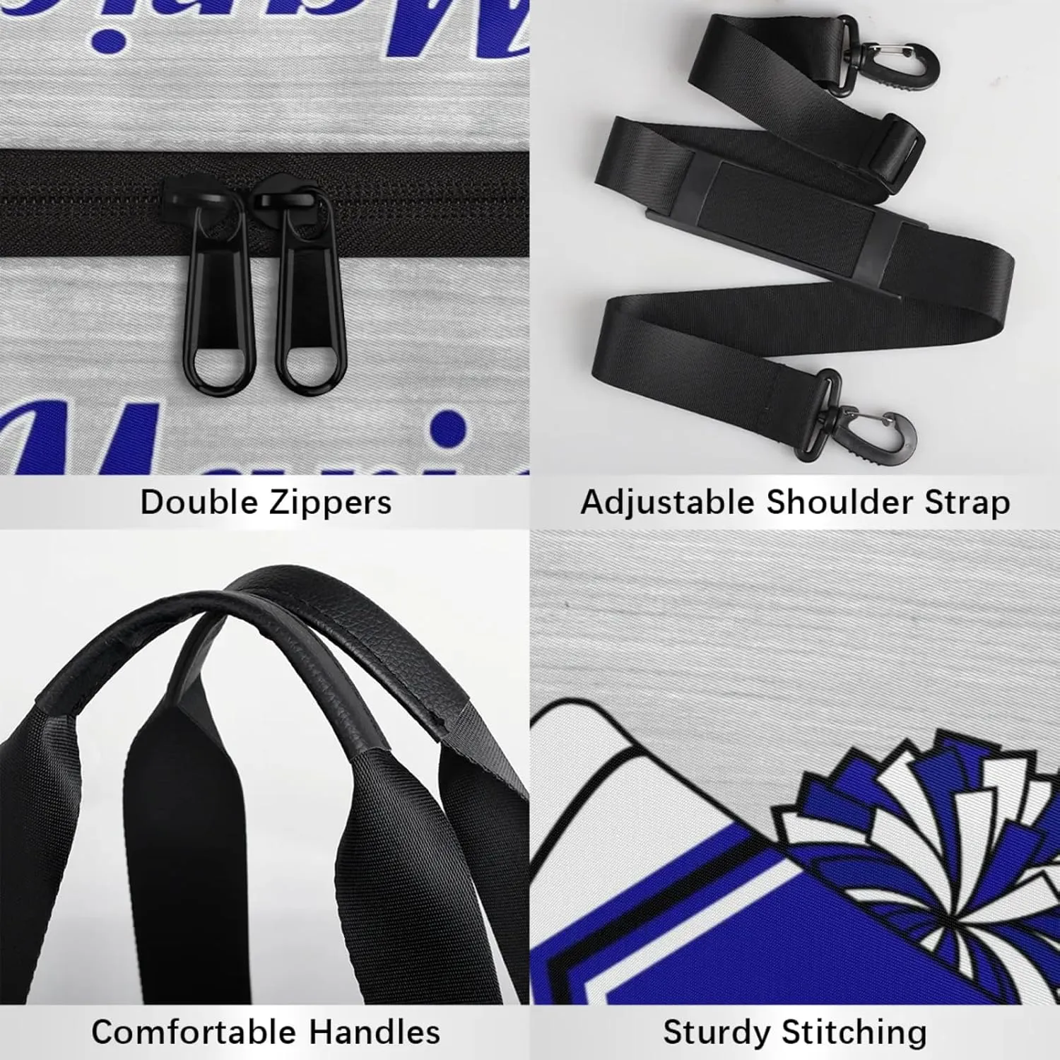 Personalized Cheer Bag for Women, Custom Overnight Duffel Bags Sport Gym Bag Travel Weekender Bag for Cheerleader Team Gifts, Dark Blue