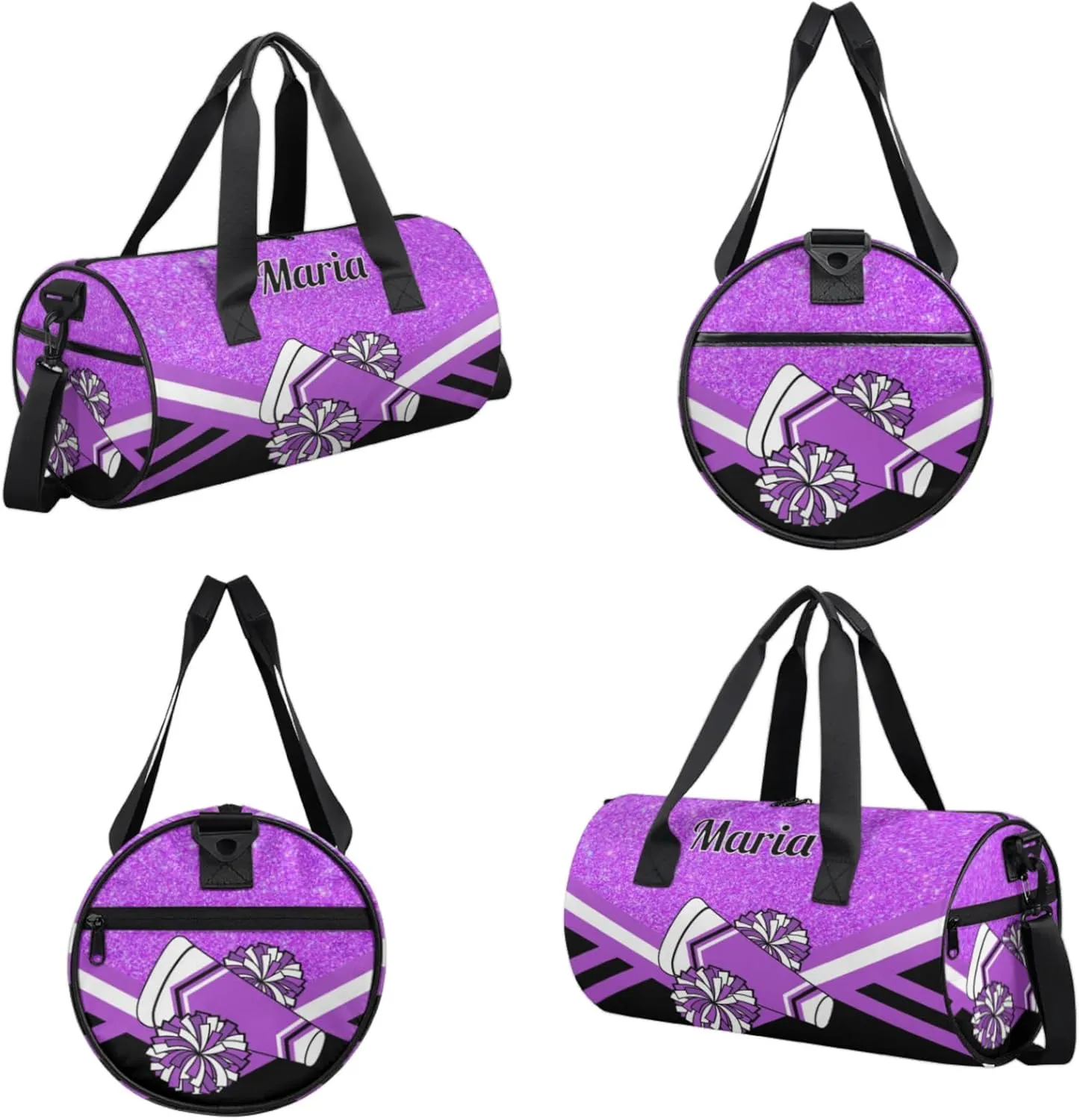 Personalized Cheer Bag for Women, Custom Overnight Duffel Bags Sport Gym Bag Travel Weekender Bag for Cheerleader Team Gifts, Purple Glitter
