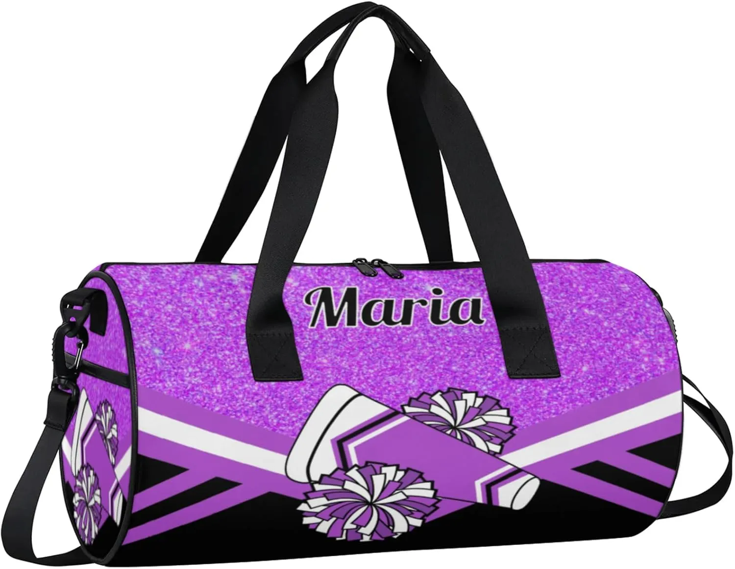 Personalized Cheer Bag for Women, Custom Overnight Duffel Bags Sport Gym Bag Travel Weekender Bag for Cheerleader Team Gifts, Purple Glitter