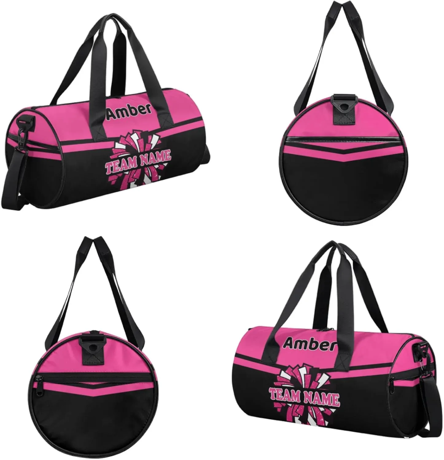 Personalized Cheer Bag with Name, Custom Overnight Duffel Bags Sport Gym Bag Travel Weekender Bag for Cheerleader Team Gifts, Black Red Purple