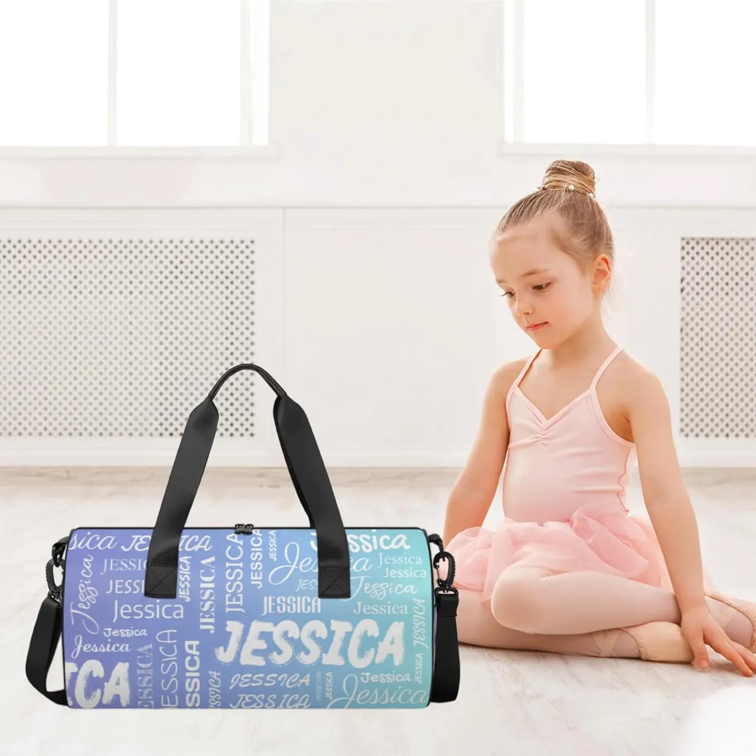 Personalized Sport Gym Bag with Name, Custom Overnight Duffel Bags Travel Weekender Bag for Women Men Gifts, Blue Purple