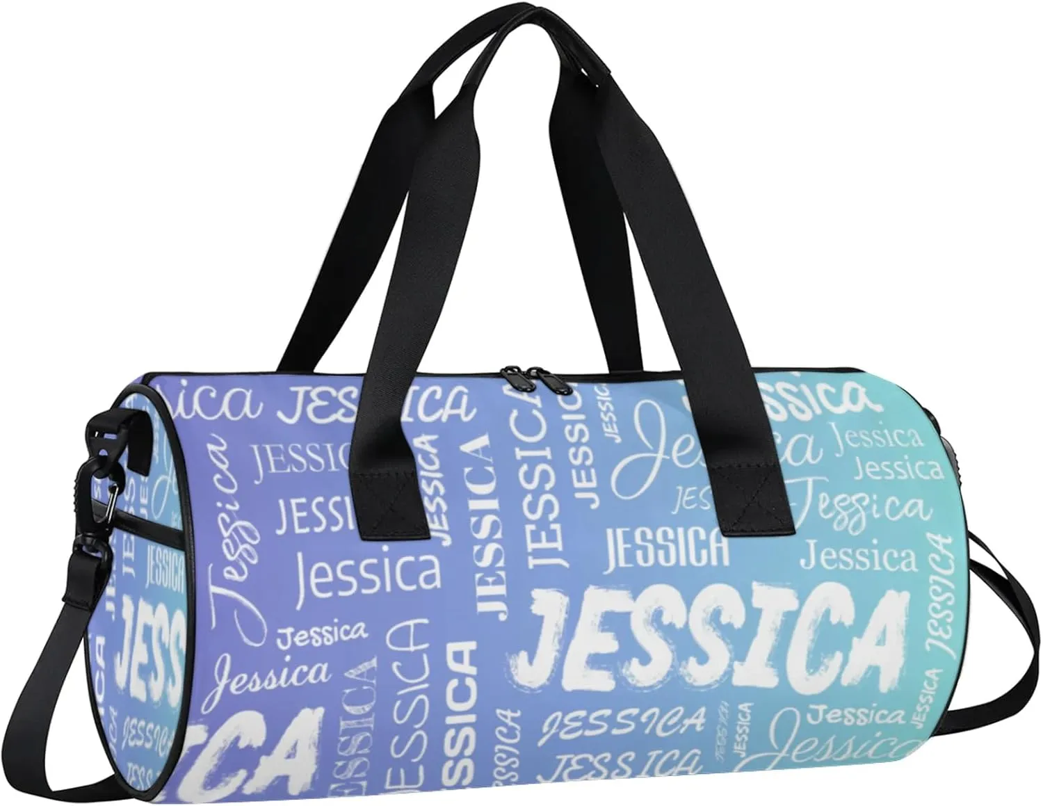 Personalized Sport Gym Bag with Name, Custom Overnight Duffel Bags Travel Weekender Bag for Women Men Gifts, Blue Purple