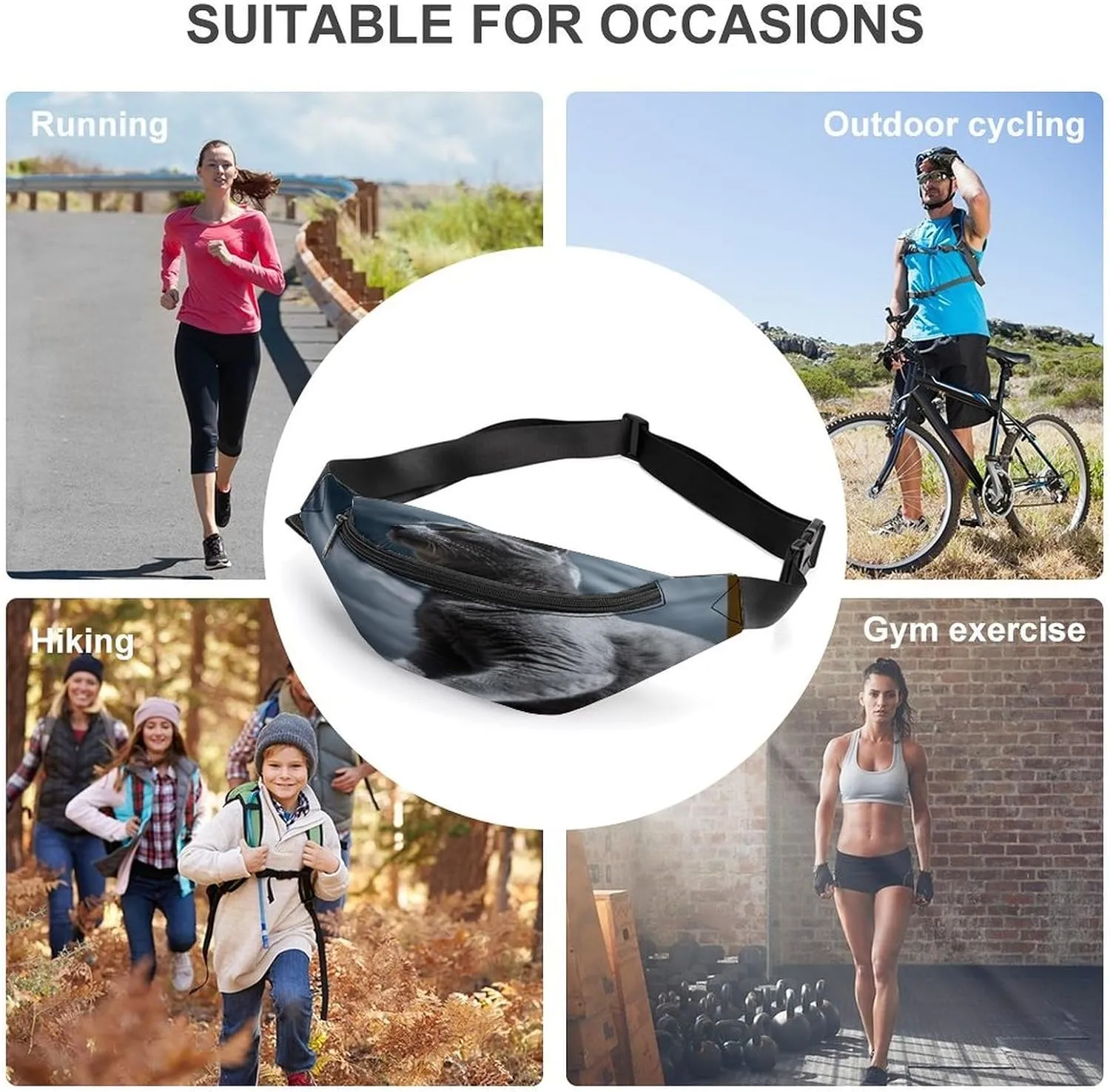 Personalized Waist Packs with Adjustable Strap,Cat Sitting on Chair CrossBody Fanny Pack Casual Bag for Travel Sports Running Hiking