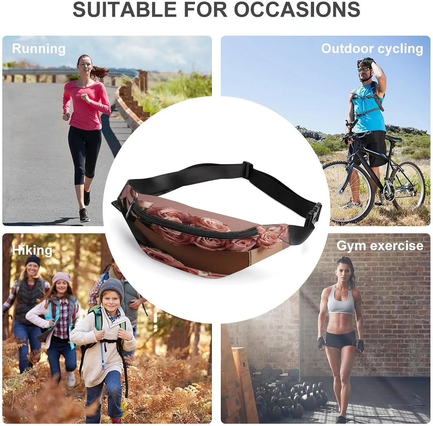 Personalized Waist Packs with Adjustable Strap,Roses in Box CrossBody Fanny Pack Casual Bag for Travel Sports Running Hiking