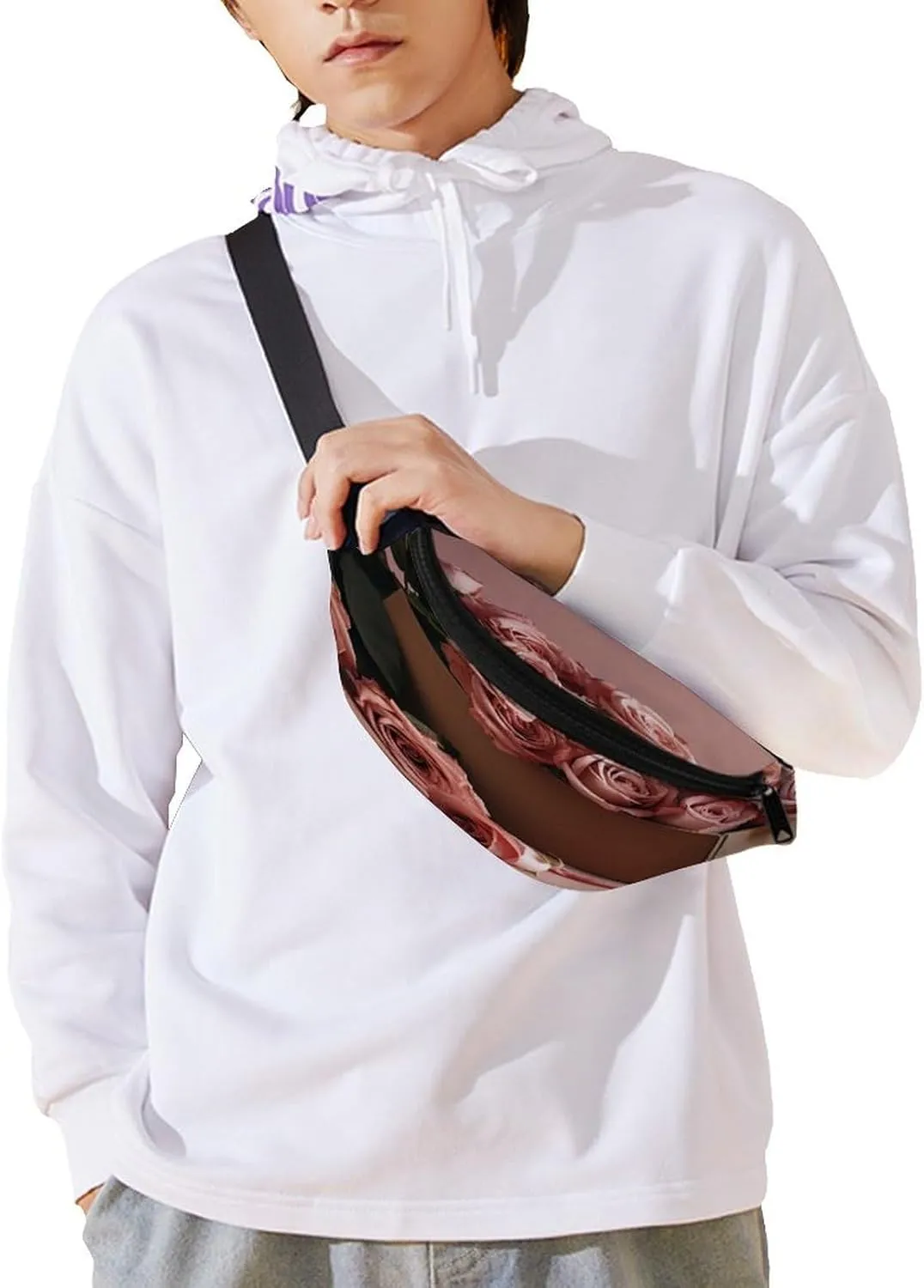 Personalized Waist Packs with Adjustable Strap,Roses in Box CrossBody Fanny Pack Casual Bag for Travel Sports Running Hiking