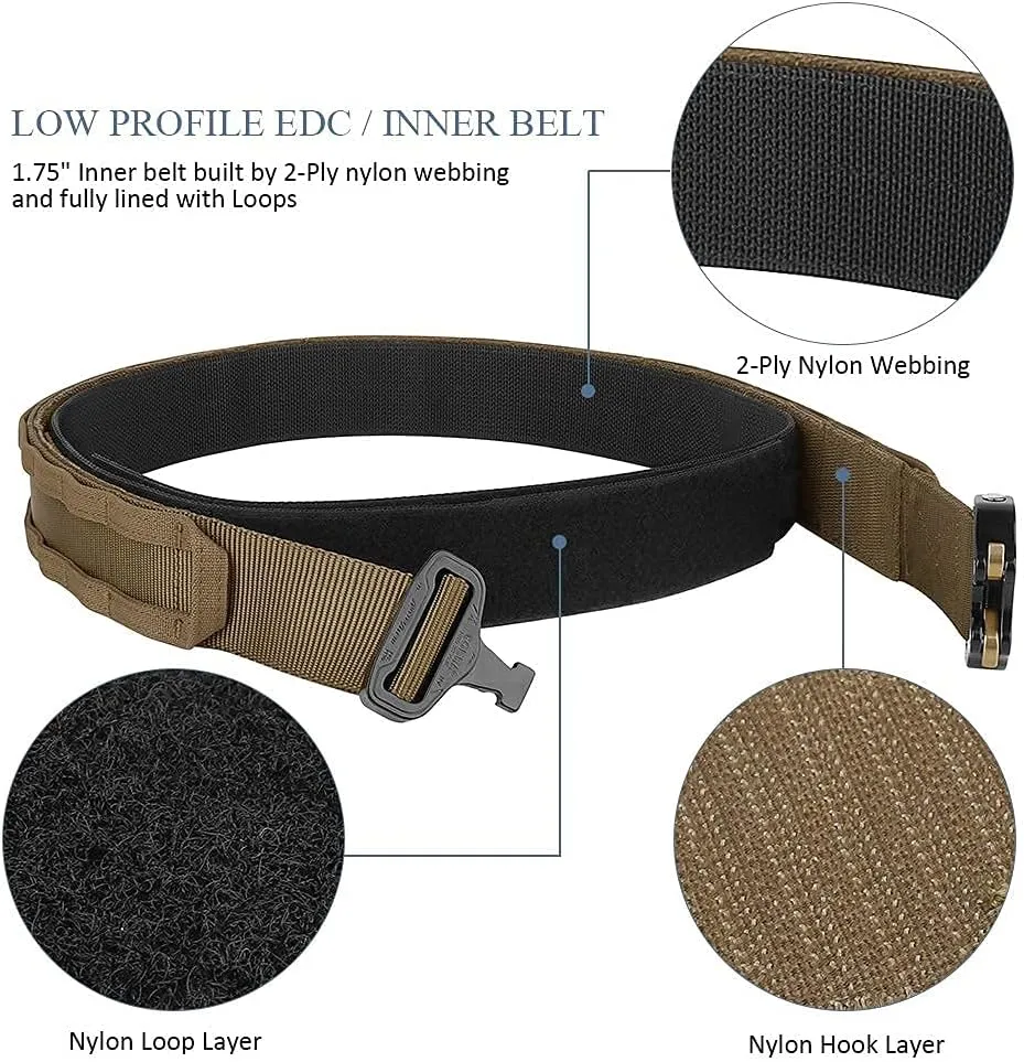 PETAC GEAR Tactical Battle Belt With Cobra Buckle D-Ring | Military Heavy Duty Rigger Gun Belts | Inner Outer Molle Belt.