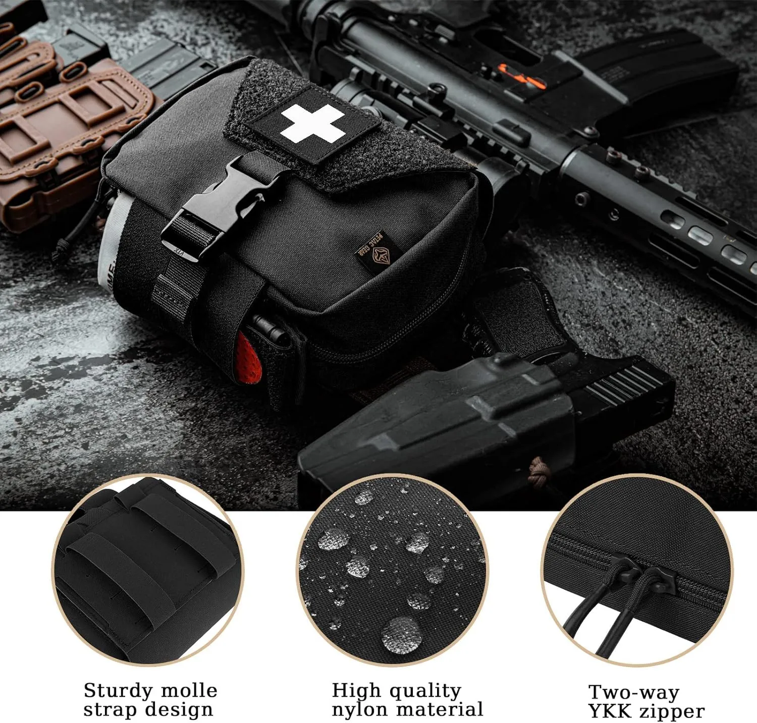 PETAC GEAR Tactical Rip Away Medical Pouch Tear Off First Aid IFAK Pouch Molle & Belt Horizontal Outdoor Emergency Survival Bag …